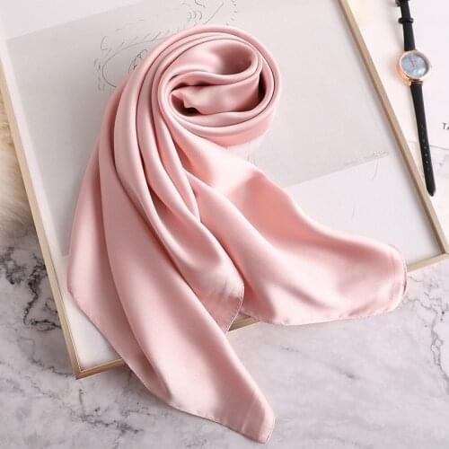 Square Scarf Solid Color Women Silk Scarves Fashion Lady Soft Hair Tie Band Small Skinny Retro Head Neck Silk Satin Bag Scarf