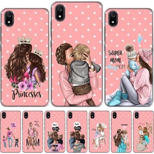Super Mama Girl Mom Boy Baby Silicone Case For Coque Xiaomi Mi A1 A2 Mi 8 Pro Redmi K20 Pro 4X 5 Plus Note 10 8 7 4 4X 5 6 Pro