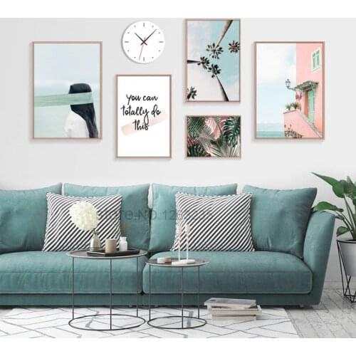 Nordic Poster Coconut Tree Landscape Wall Pictures For Living Room scandinavian Posters Prints Leaf Wall Art Canvas Frameless