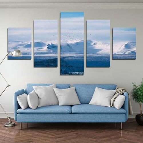 Snow Mountain Flying Bird Photography Art Home Wall Painting Customizable Decoration Hot-Selling Frameless Printed Canvas Poster