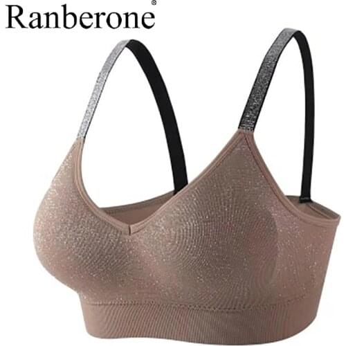Ranberone Sports Bra Women Fitness Tops Seamless Yoga Bra Women Solid Quick Dry Padded Seamless Gym Top Push Up Sport Bra Tops