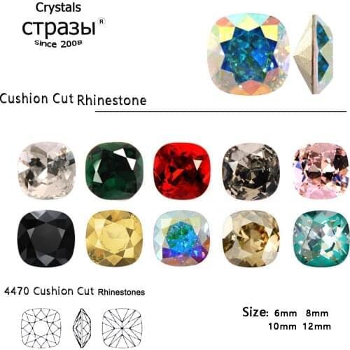 10PCS 10mm Cushion Cut Shape Crystal High Quality Glitter Glass Rhinestone Different Color Nail Rhinestone 3D DIY Rhinestones