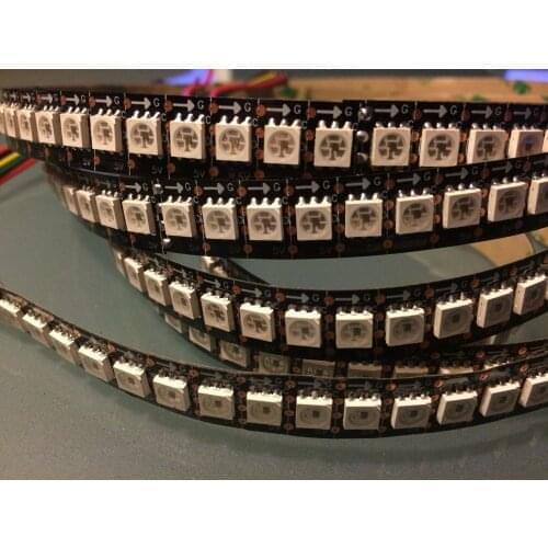 1M LED APA102-C SK9822 Strip Light digital bar similar to ws2801 144leds / m adalight IP20 black with DATA and CLOCK seperately