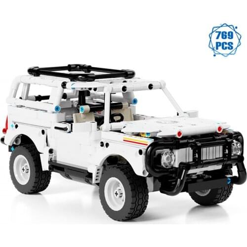 Technical Expert Off-Road Car Building Blocks Moc White Jeep Travel SUV Model Bricks Educational Toys for Girls Birthday Gifts