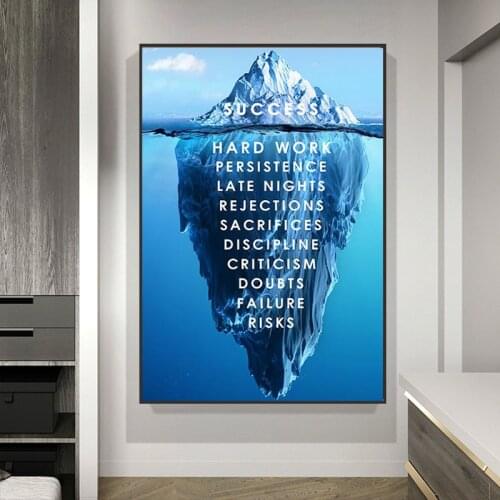 Vintage Poster in kraft paper Ice Mountain Success Quote Motivational Poster Print Painting Modern Decoration Pictures
