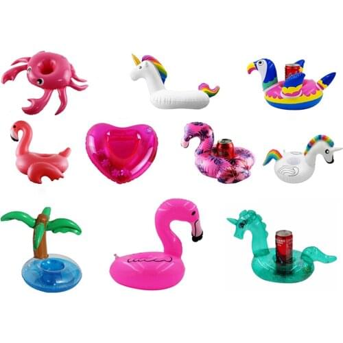 Water Mini Coasters Floating Inflatable Cup Holder Swimming Pool Floating Toy Inflatable Ring Swimming Pool Coaster Unicorn Swan