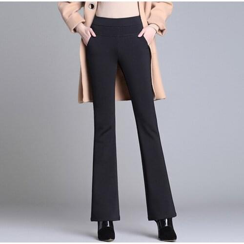 Women Bells Bottom Pants Trouser Stretch Slim High Waist for Autumn Winter Party -OPK