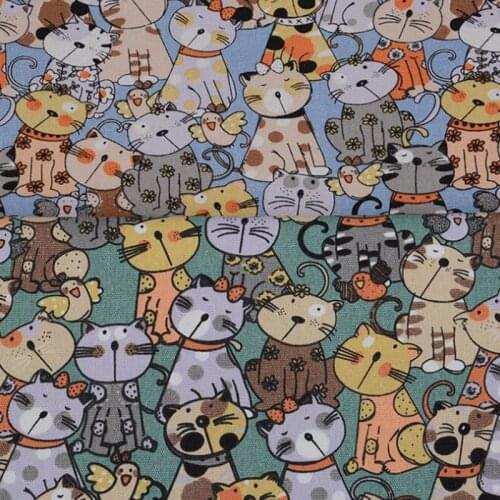 1 Yard Fortune Cats Printed Canvas Fabric Cotton Cloth DIY Use Textile Collection Japan Style 2 Colors