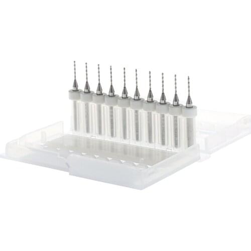 Hot 10Pc 0.9mm Tip 1/8" Shank Spiral Flute Tungsten Carbide Micro PCB Drill Bits T5UC