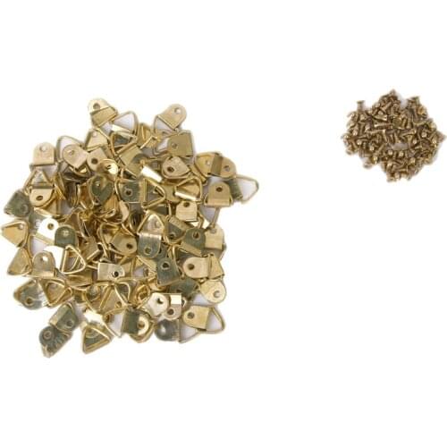 100Pcs Small Triangle D-Ring Picture Frame Hangers Single Hole With Screws