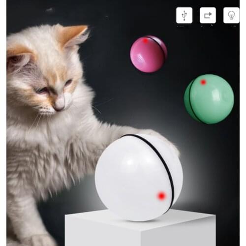 360 Degree Interactive Pet LED Glowing Motion Ball Toy Electric USB Charging Cat Kitten Dog Playing Rolling Flash Ball