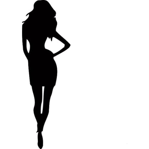 4.3*16.1CM Fashion Sexy Women Car Stickers Covering The Body Taste Vinyl Decals Black/Silver C7-0911