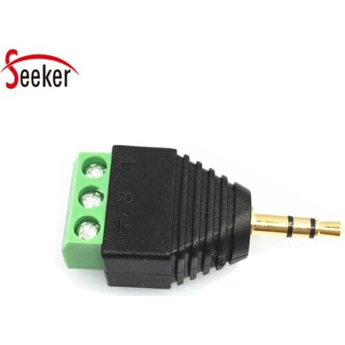 5pcs/lot New RCA connector 3.5MM Stereo Male Plug 3pin Terminal Connector with Shield Free-Welding 3.5 to Terminal Plug Adapter