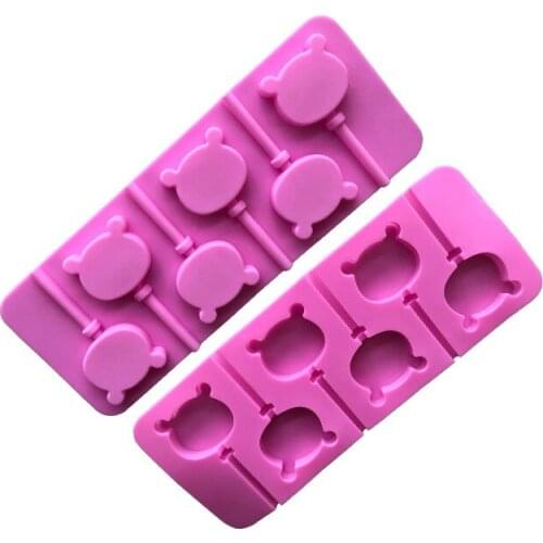 6 cavity bear silicone lollipop mold diy mold with 6 sticks silicone baking mold food grade