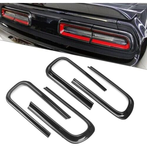 ABS Car Rear Tail Lamp Light Cover Trims Decoration 4Pcs For Dodge Challenger 2015 2016 2017 2018 2019 Carbon Fiber Styling