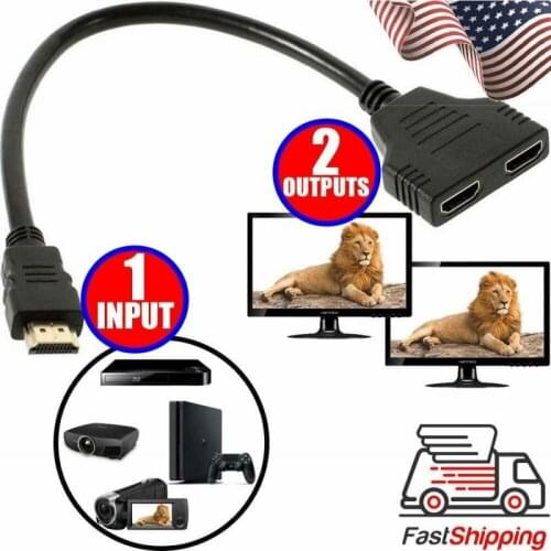 Adapter Converter 1080P For Games, Videos, Multimedia Devices Audio Video Splitter 1 Input Male To 2 Output Female Port Cable