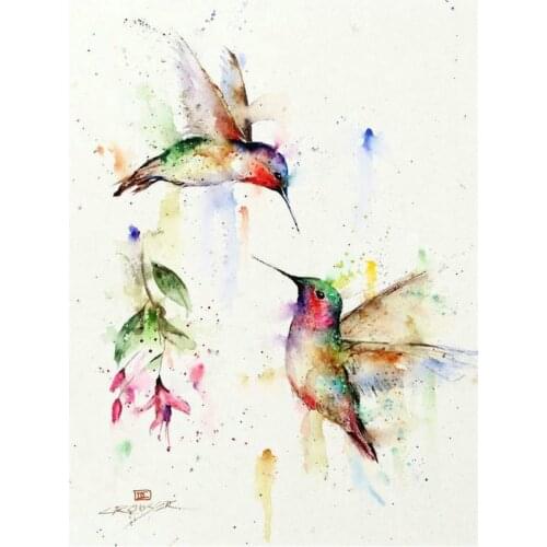 5D DIY Diamond Painting Two hummingbirds Cross Stitch Full Square Bird flower 5d Diamond Embroidery Mosaic New Year Decor Gift