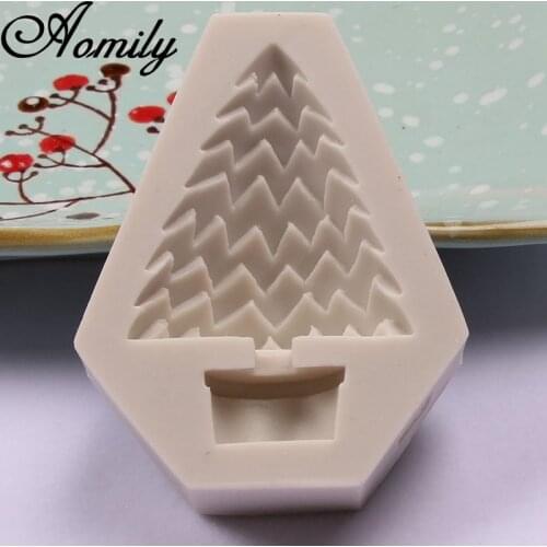 Aomily 3D Christmas Tree Silicone DIY Fondant Cake Molds Chocolate Ice Cream Mould Bakeware Home Kitchen Baking Decorating Tool