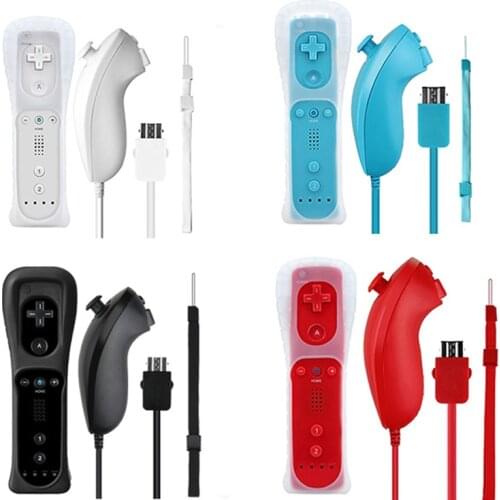 Wireless Gamepad Remote Controller + Nunchuck 2 in 1 For Nintend Wii Controller Joystick Silicone Case