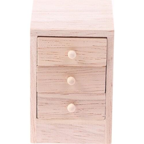 1pc Wood Bedside Cabinet Furniture Model Accessories Toys For Doll House Decals 1/12 Dollhouse Miniature