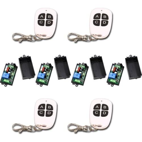 Home Wireless RF Switch Remote Control AC110V 220V 1 CH 1CH Switch System 4Transmitter and 4Receiver with 4 Buttons