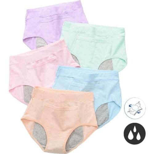 Dropshipping 5Pcs/set Leak Proof Menstrual Period Panties Women Underwear Physiological Pants Cotton Ladies Seamless Briefs XXL