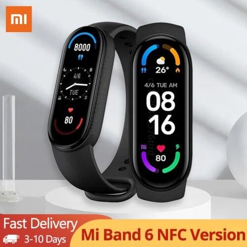 Xiaomi Mi Band 6 Bracelet Sport Wristband Heart Rate Fitness Tracker Bluetooth 5.0 Black Color Smart Watch AMOLED Screen