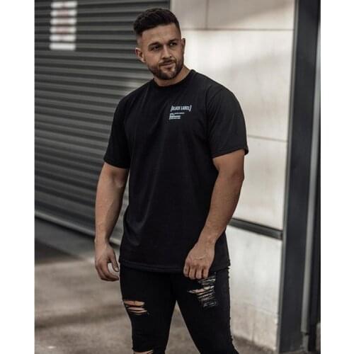 New Gyms Bodybuilding Slim Shirts Printed O-neck Short Sleeves Cotton Tee Tops Clothing Men Summer Workout Fitness Brand T-shirt