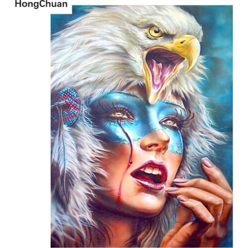 "Eagle Girl" 5D DIY Round/Square Diamond Painting Mosaic Housewife Handicraft Cross Stitch Home Decoration Mural Gift