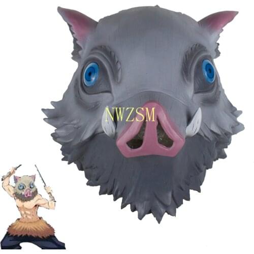 Demon Slayer Kimetsu no Yaiba Cosplay Hashibira Inosuke Mask Wild Boar Mask Latex Adult Halloween Masks Costume Prop