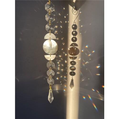Suncatcher for Window Moon Shell Home Decor Outside Wind Chimes Crystal Suncatcher Rainbow Maker Gifts for Girl