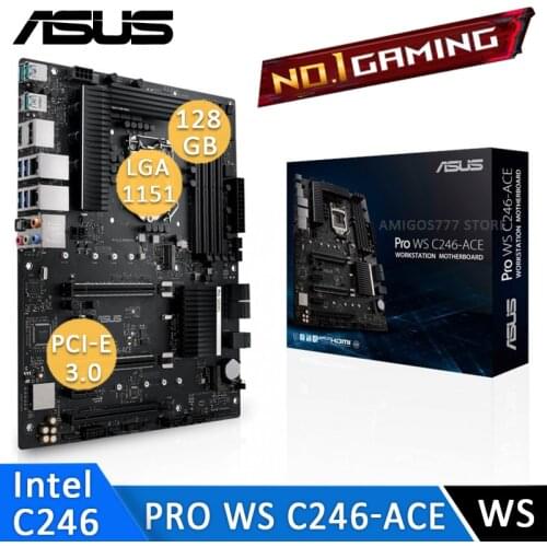 Asus Pro WS C246-ACE Motherboard LGA 1151 Workstation Motherboard PCIe 3.0 M.2 U.2 USB 3.2 Gen 2 10Gbps Intel C246 Placa-Mãe