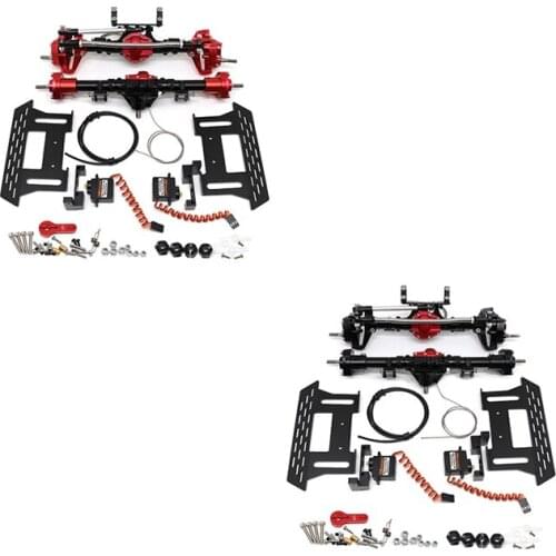 Metal Front & Rear Portal Axle With Differential Locker For Axial SCX10 II III YK4082 YK4102 RC Crawler Parts