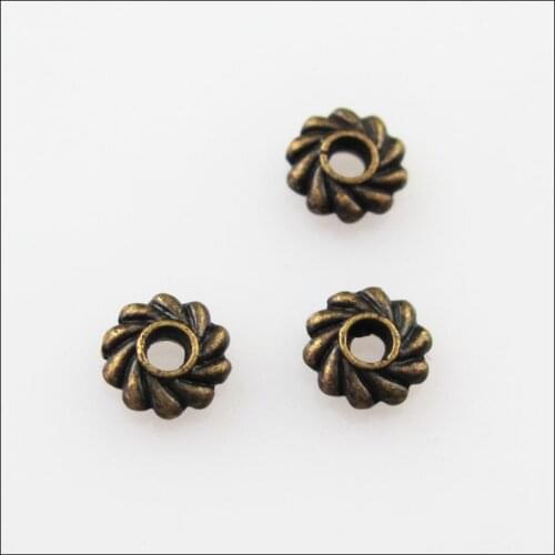 Fashion 250Pcs Antiqued Bronze Color Flower Gear Spacer Beads Charms 5mm