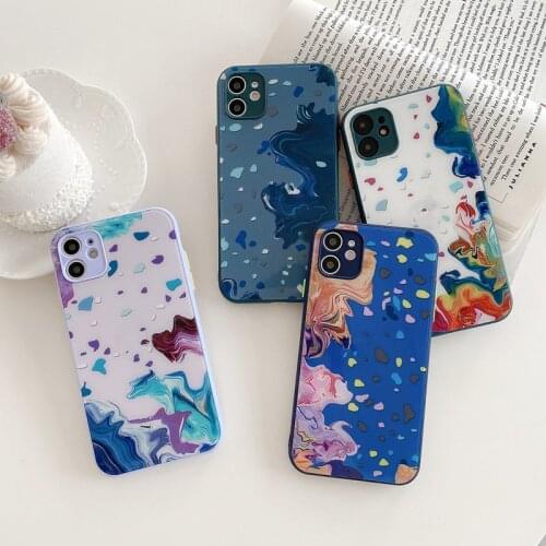 Fashion Colored dots Phone Sticker Case For iphone 11 Pro XS Max XR X SE 2020 8 7 6 Plus Luxury Glass shockproof Sticker shell