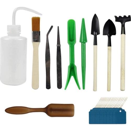 10pcs Miniature Gardening Hand Tools Set Succulent Transplanting Fairy Garden Planting Tool, with 20 Plant Labels as Gift