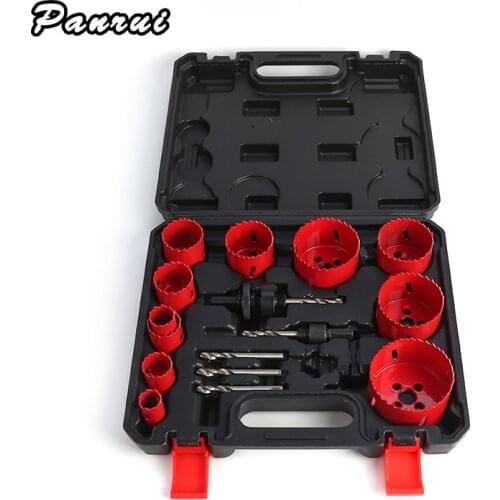 17PC/Set Bi-Metal Wood Hole Saw Kit Woodworking Hole Saw 19-68mm Woodworking Hole Opener M42 Double Metal Bit For Wood PVC Board