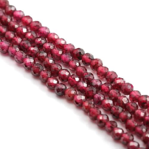 Natural Stone Fine Garnet Beads Faceted Round Scattered Beads 2-5mm DIY for Bracelet Necklace Jewelry Making Gift