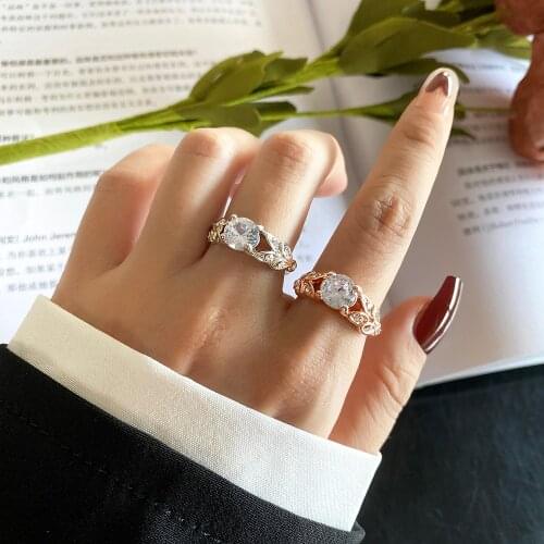 Vienkim Fashion New Zircon Engagement Rings for Women Gold Color Wedding Rings Female Jewelry Chic Accessories Gift Accessories