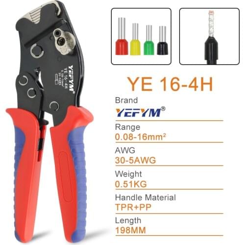 YEFYM YE16-4H new type crimping tool pliers, used for crimping tube type pre-insulated terminal joints, hand tool mini pliersAAA