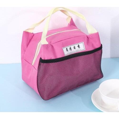 Solid Reusable Lunch Box Tote Bag Food Thermal Insulated Lunch Bags Grocery Pouch For Women Men Kids Work School Picnic Camping