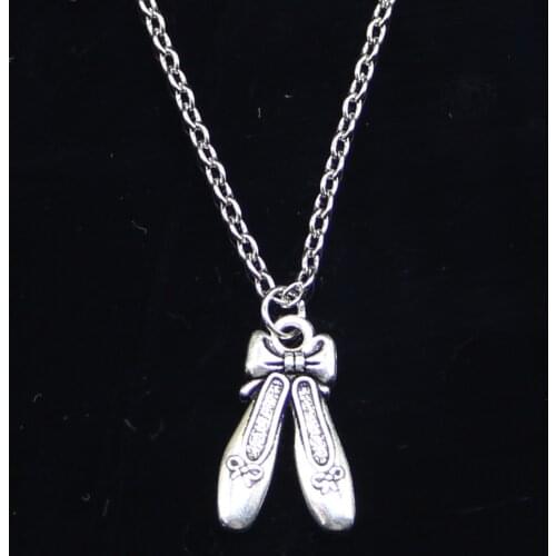 New Fashion Necklace 20x13mm ballet shoes slippers Pendants Short Long Women Men Colar Gift Jewelry Choker