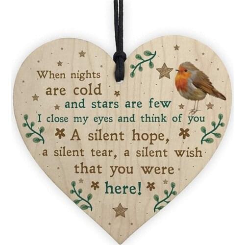 Robin Plaque Memorial Bauble Wooden Heart Keepsake In Memory Of Deceased Ornaments Sign Christmas Gift