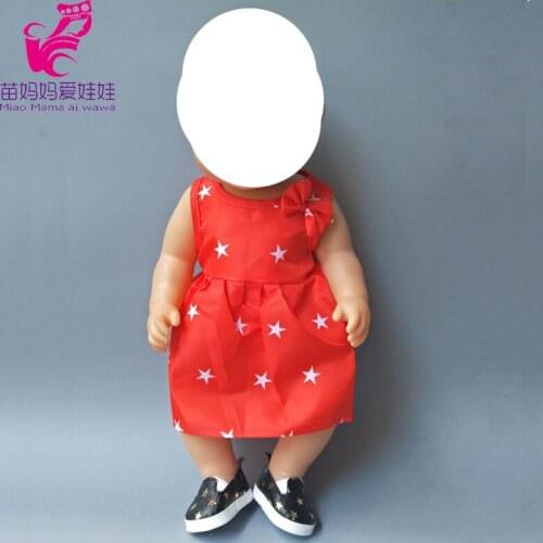 White Star Red Dress with bow Fits18" 40cm Baby ReBorn babys Doll dress