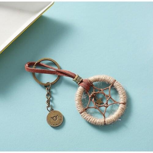 Car Bag Hanging Conststellation Pendant Keyring, Dreamcatcher Wind Chime Style Handmade Keychain, Birthday Gift for Friend