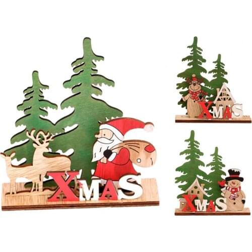 Xmas Wooden Craft Decorative Elk Christmas Table Centerpiece Tree Ornament Craft Christmas Gift New Year Decor