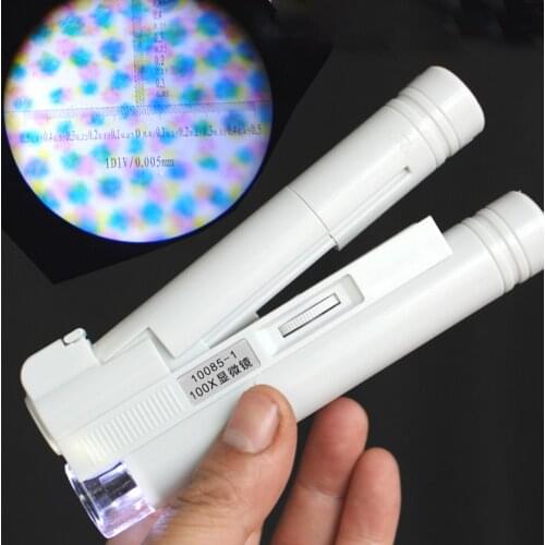 Handheld Mini Magnifying Glass 100X Pocket Microscope LED Lamp Light Jewelry Loupe Magnifier for Accurate Inspection Measurement