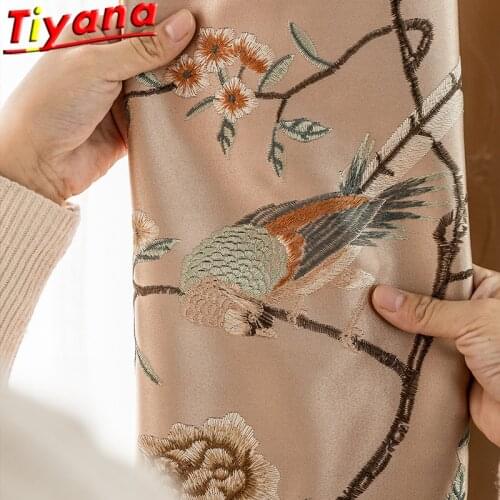 Chinese Style Flowers and Birds Embroidered Curtains for Living Room Coffee Modern Canary Window Drapes for Bedroom*VT