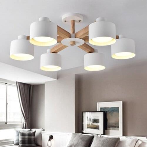 Modern LED Chandelier For Living Room bedroom Suspendsion Lighting Fixtures Wooden lighting Iron Lampshades Nordic Chandeliers
