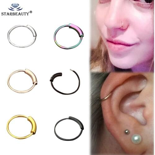 Starbeauty 1Pc Septum Ring Universal Piercing Labret Lip Nose Earrings Piercing Body Jewelry 16G